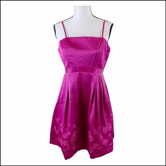 Lucy Paris | Dresses | Nwt Lucy Paris Hot Pink Satin Embroidered Fit Flare Cocktail  Dress S | Poshmark